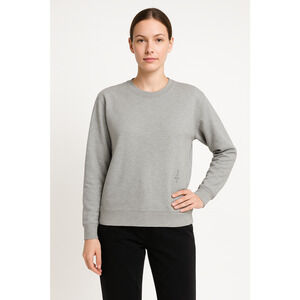 Paloma Wool Womens Large 100% Organic Cotton Sweater Gray Heather Crew Tee Neck